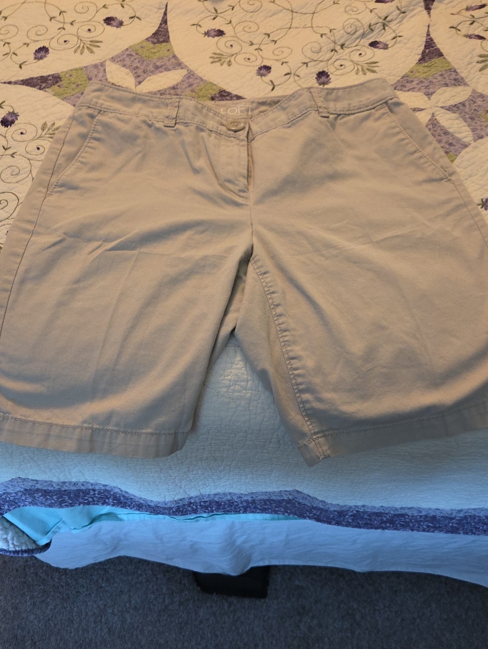 LOFT Beige Chino Bermuda Shorts